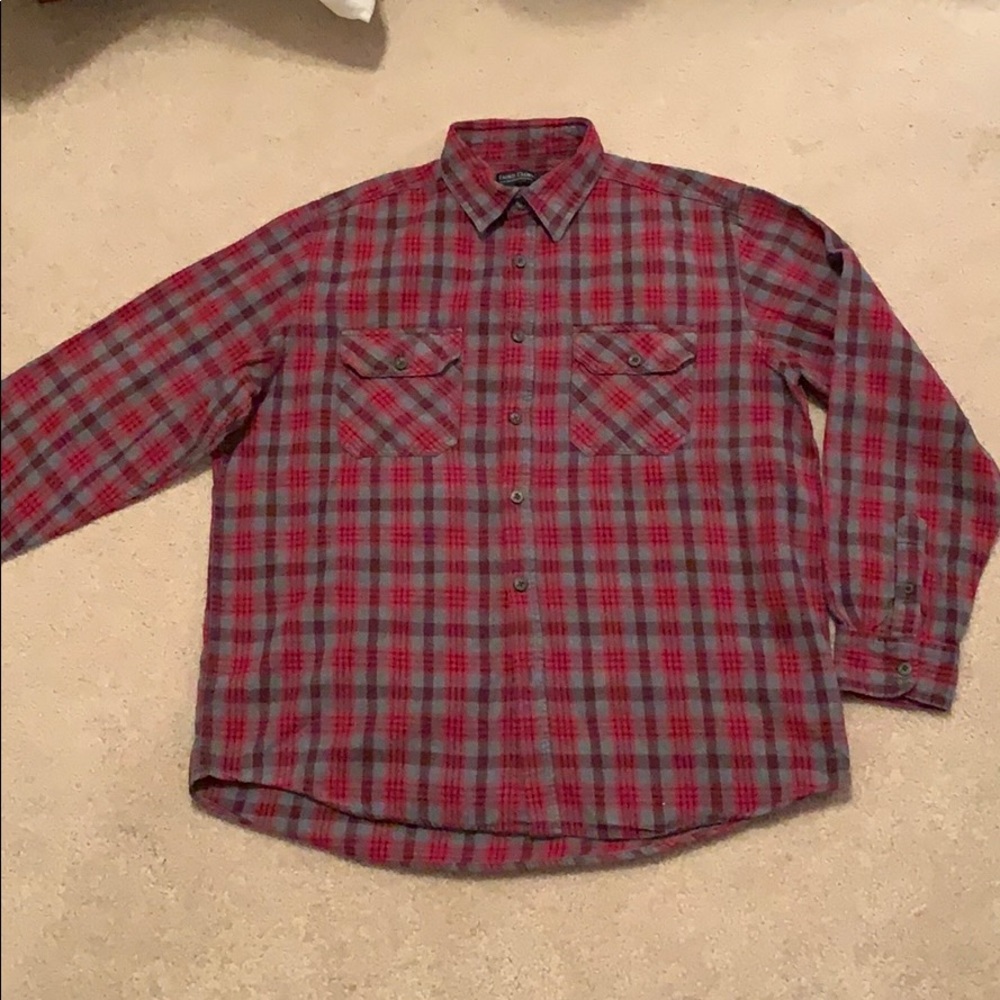 Red and grey long sleeve flannel